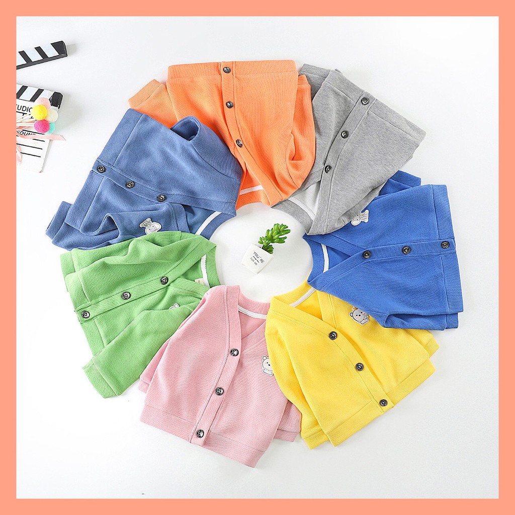 KOREAN CARDIGAN CARTOON PLAIN Jaket Cardigan Rajut Anak Bayi