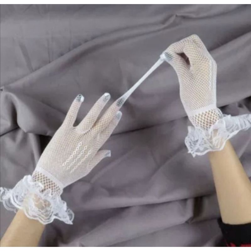 Sarung tangan pengantin/bridal wedding gloves model jaring