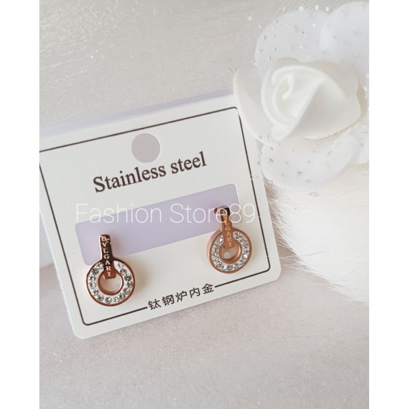 Anting import bestseller titanium premium branded BVgar1i titanium Rosegold