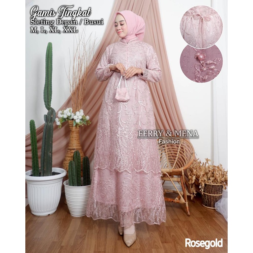 Kebaya Modern Gamis Tulle Tingkat Lavender Dan Warna Lain