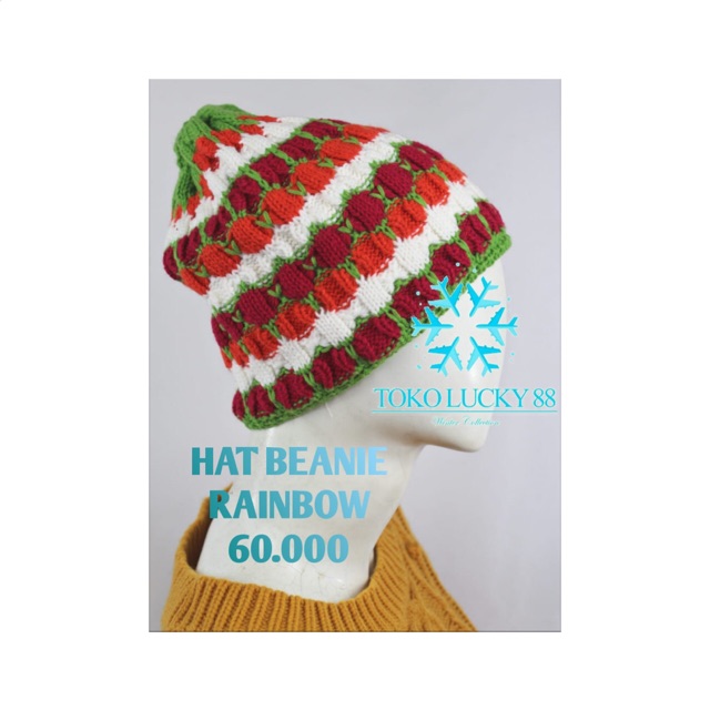 Topi Kupluk Bulu Warna Warni Hat Beanie Rainbow Fur Winter Musim Dingin