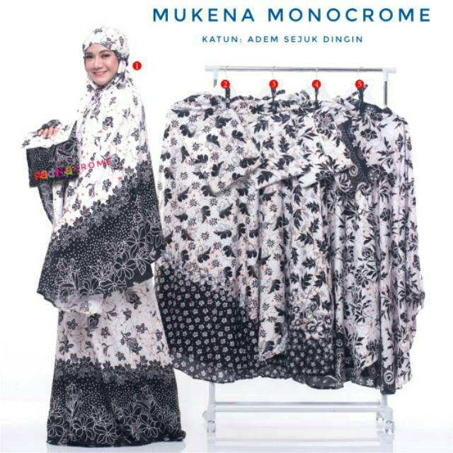 Mukena Catton Motif Monocrome Alat Sholat Bahan Adem Ukuran Standar