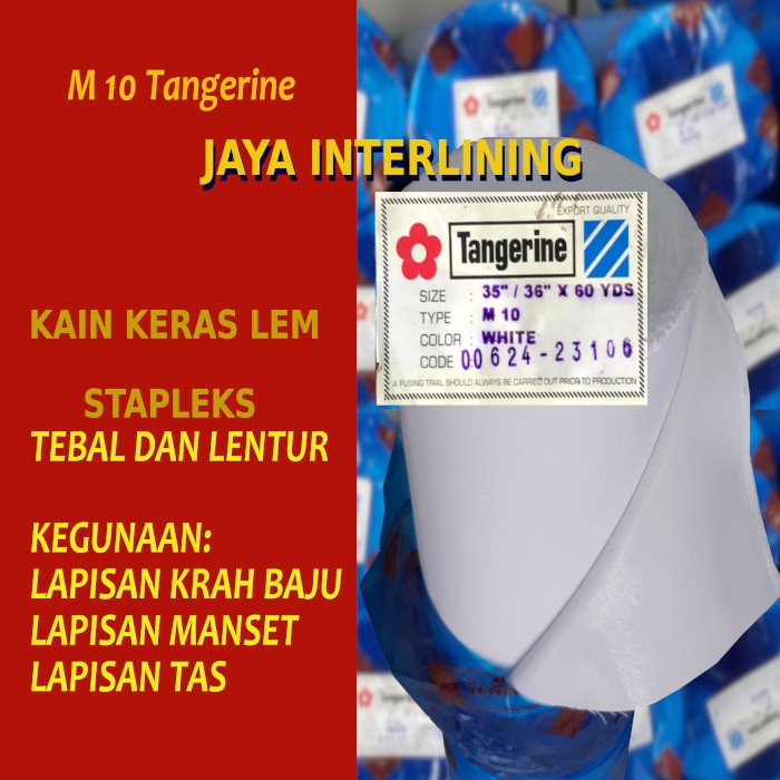 Kain Keras Interlining M 10 M10 Tangerine Staplek Stapleks Staplex METERAN