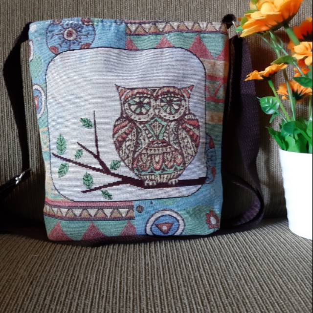 TERMURAH  Tas thailand import dari thailand gambar owl & gajah khas thailand