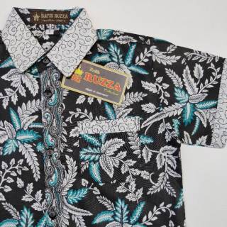 Kemeja Hem Batik Anak  Motif Blarak Tosca Hijau Baju  Atasan 