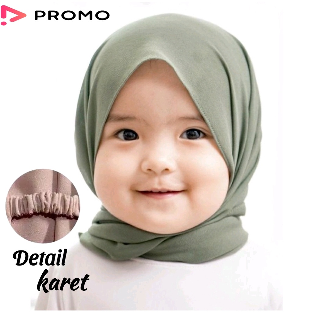 Pashmina Instan Karet Anak Bayi Ceruty Baby Doll 0-2 Tahun / Kerudung Hijab Pashmina Karet Anak Bali