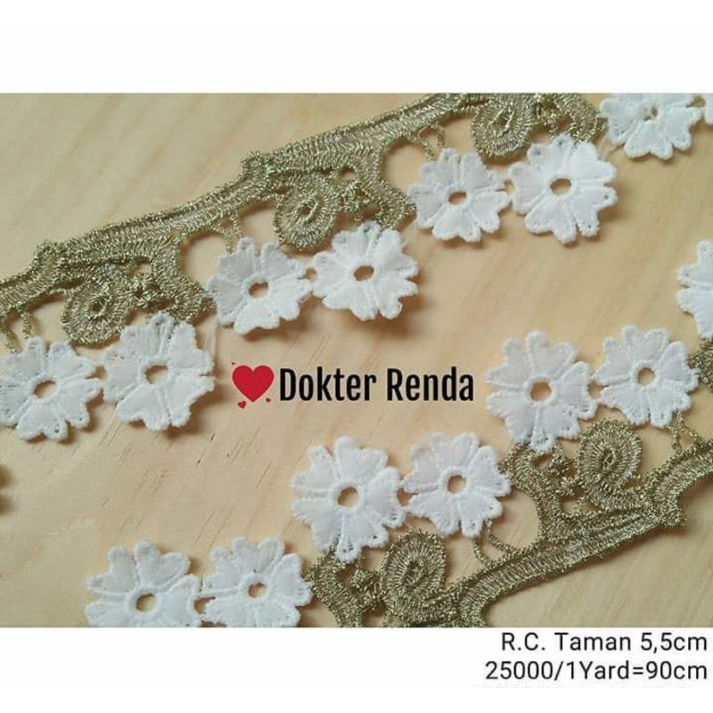 RENDA CHAMICAL 5,5CM putih kombinasi GOLD