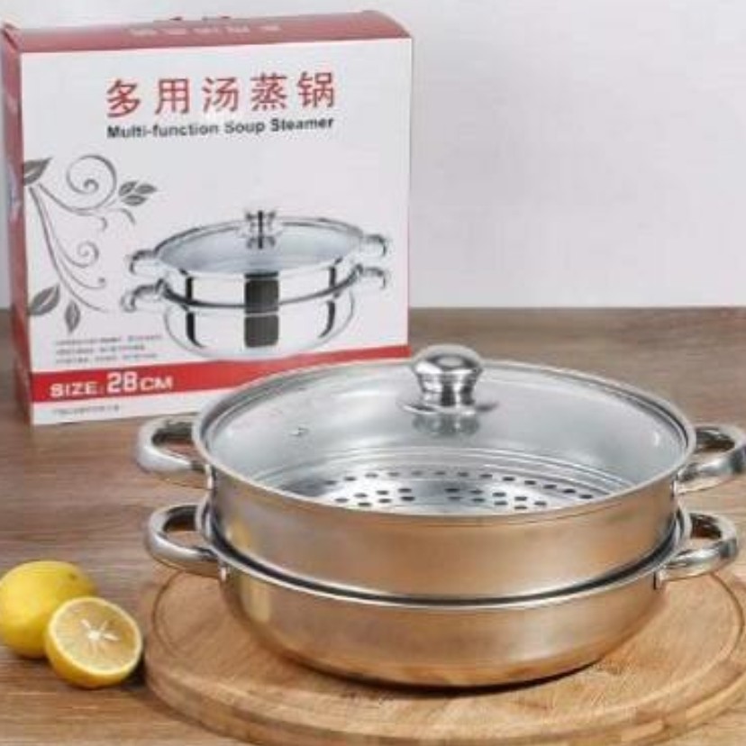 PANCI STEAMER 2 SUSUN STAINLESS 28 CM PANCI KUKUS DANDANG STEAMER 28cm