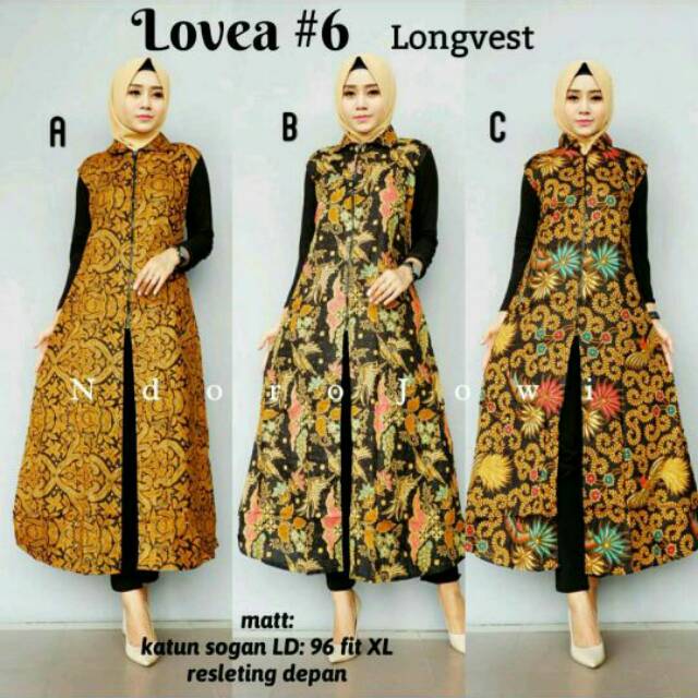 Lovea #6 Longvest Outer Wear Sogan Batik Pekalongan Longvest Panjang Muslim Ootd Fashion Lebaran N