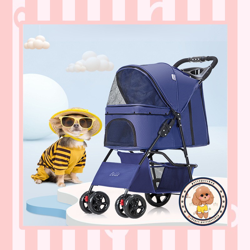 Stroller Bello SP02 Pet 4 Roda Max 15kg Free Jas Hujan Stroller Untuk Anjing dan Kucing