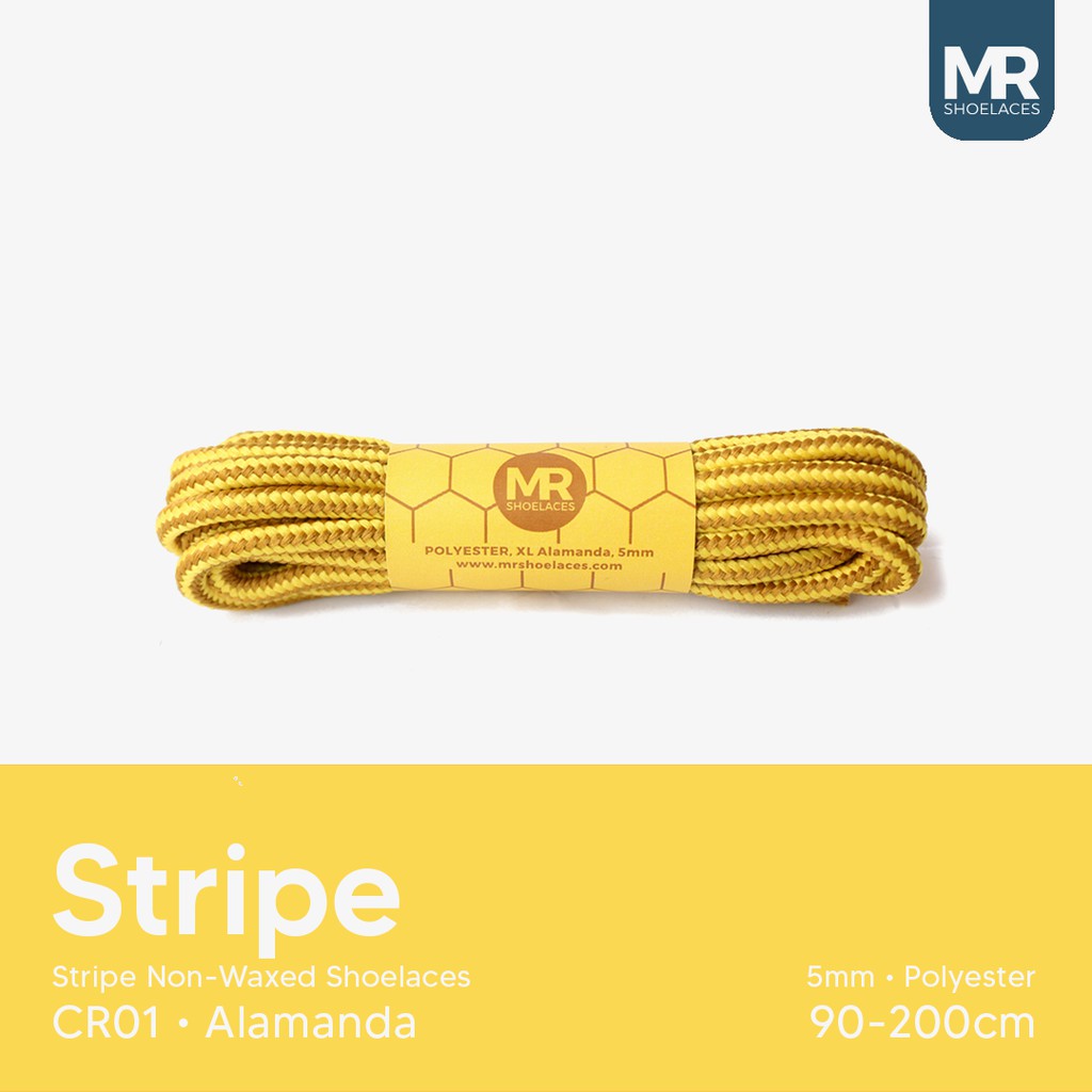 MR Shoelaces CR01 Alamanda (Kuning Coklat) Tali Sepatu Bulat Corak / Motif 5-6mm 80cm 90cm 100cm 120cm 150cm 200cm - Premium Shoelace