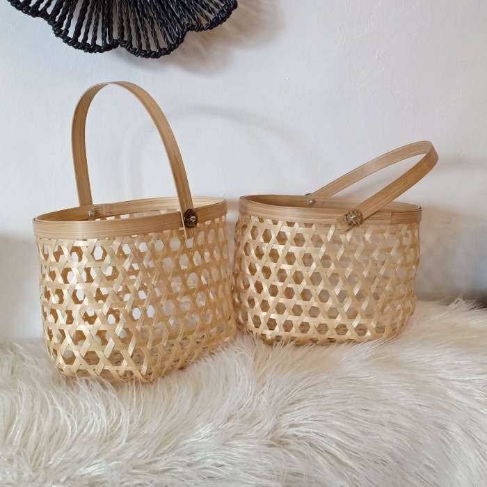

Keranjang Hampers Bambu/Tas Anyam Bambu Hampers/Tas Souvenir