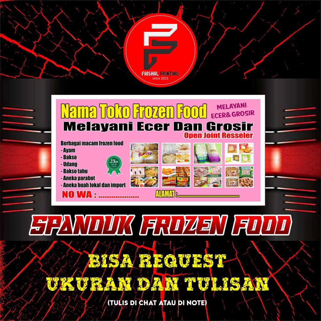 Spanduk /Banner Toko Frozen Food Ukuran 2 x 1 meter
