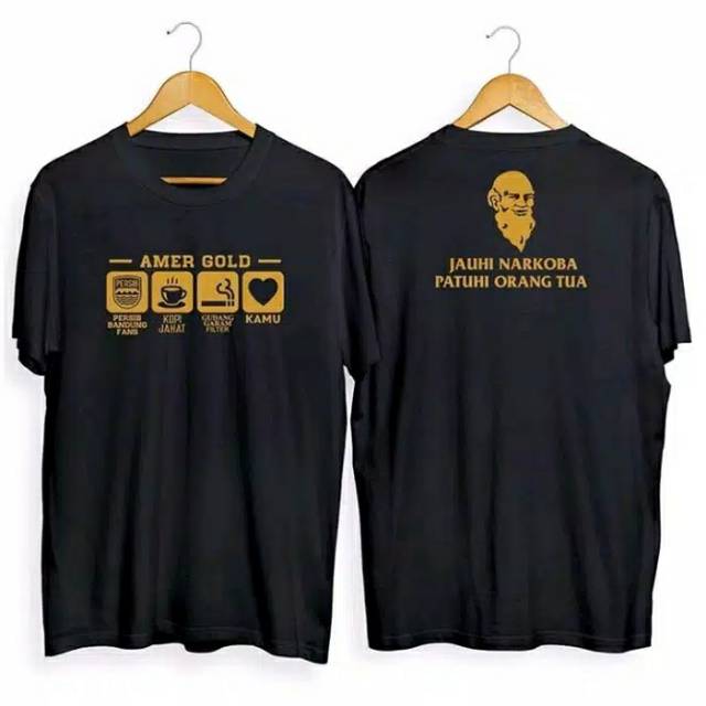 Kaos Tshirt Baju Obral Murah Combed 30S Distro AMER GOLD PERSiB BANDUNG FANS ORANG TUA polos custom