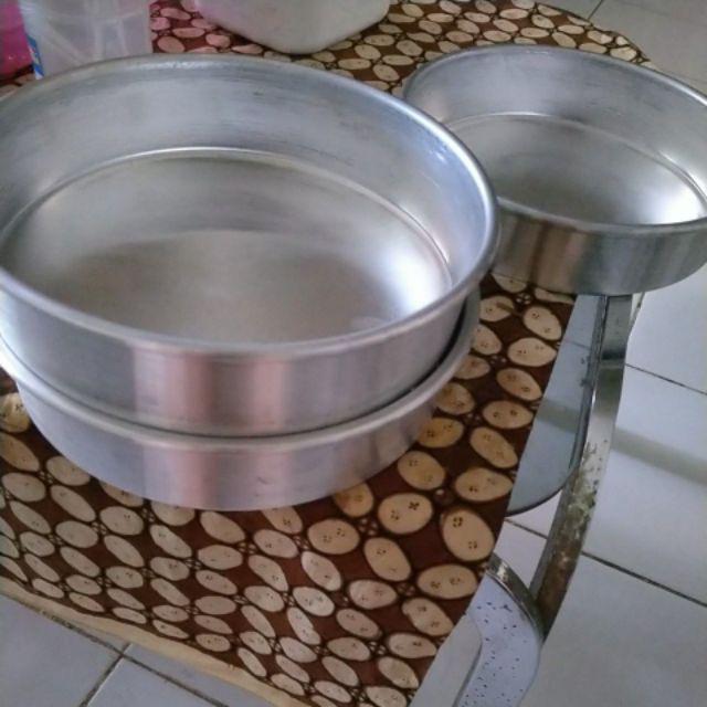Cetakan Kue Loyang Bulat Paket 3pcs Ukuran 16cm 18cm 20cm Tinggi 8cm Tebal 0,8mm