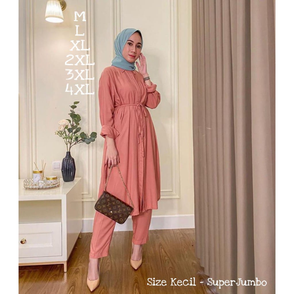 Aurelia Set Bahan Katun Rayon / Baju Setelan JUMBO Baju Wanita Terbaru Setelan BIG SIZE fitriahouse