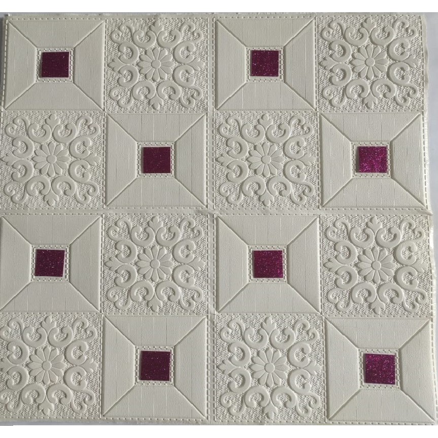 WALLPAPER DINDING 3D wallpaper dinding foam wallfoam high quality Motif Batik 003-Ungu