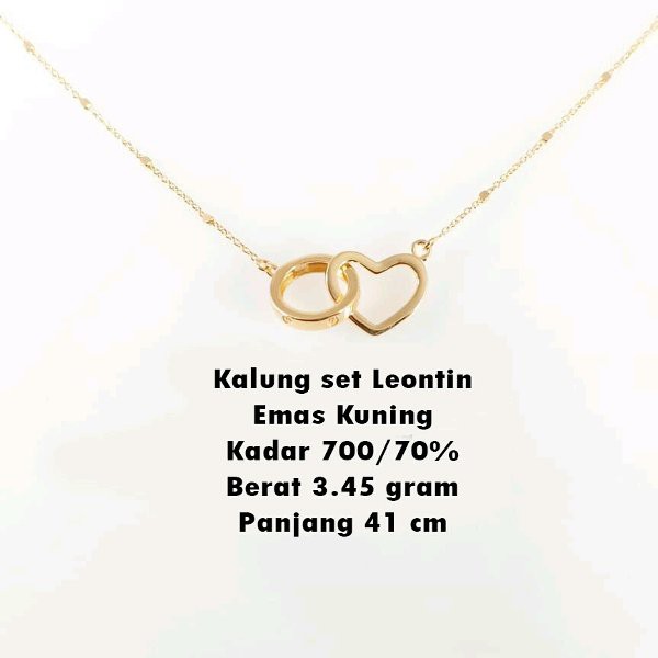 Kalung set Leontin Love bulat kait emas Kuning 700