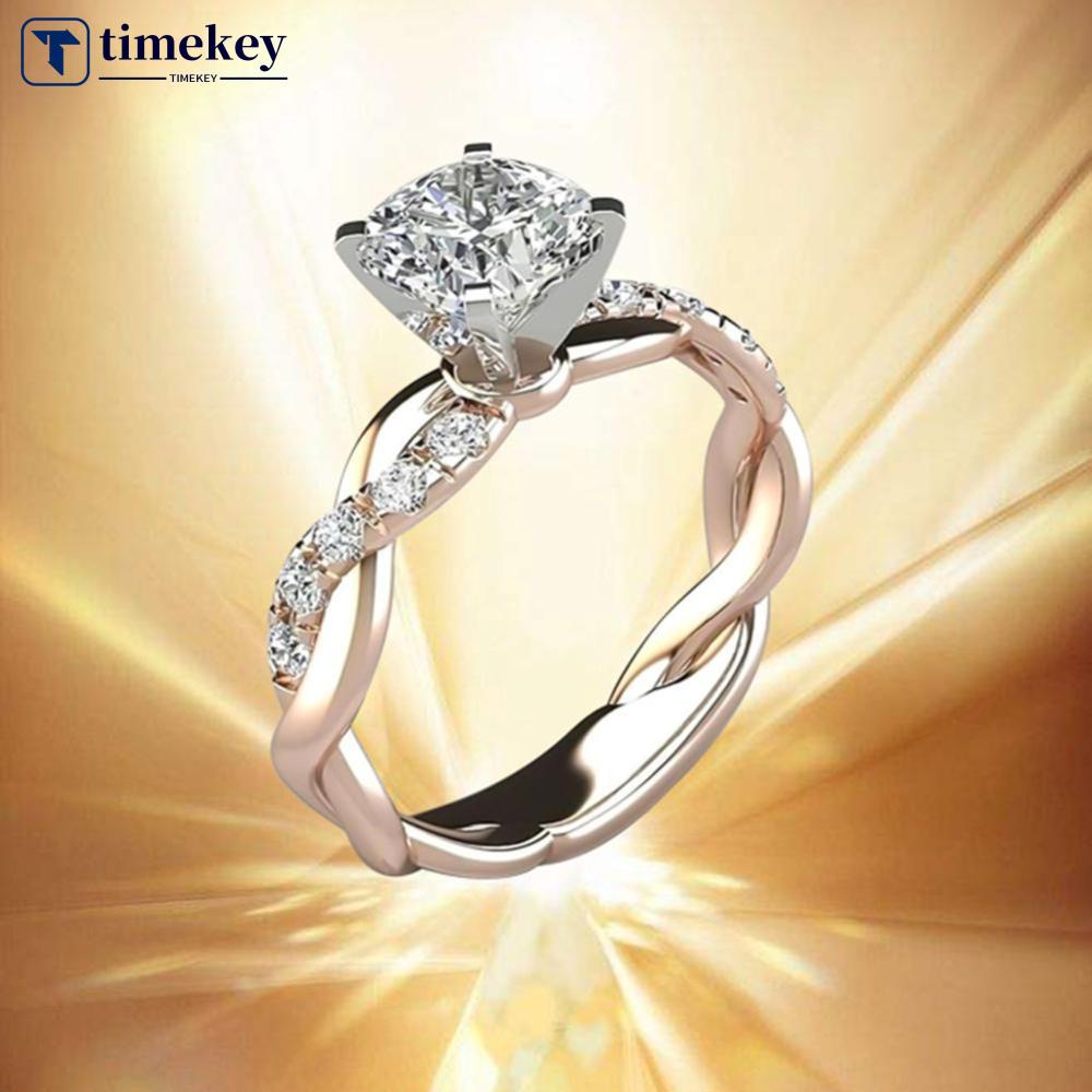 Timekey Cincin Wanita Model Lilit Hias Zircon Gaya Simple Untuk Pertunanganpernikahan A1K1