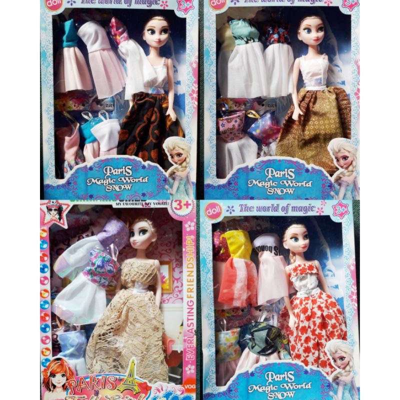 Boneka Barbie Fashion 7 Baju Ganti / Boneka Frozen Set Murah