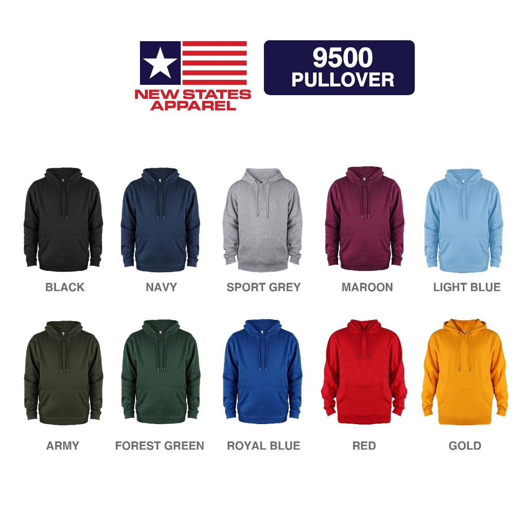 Jaket Sweater Hoodie Polos New State Apparel - NSA Pullover 9500 - WARNA