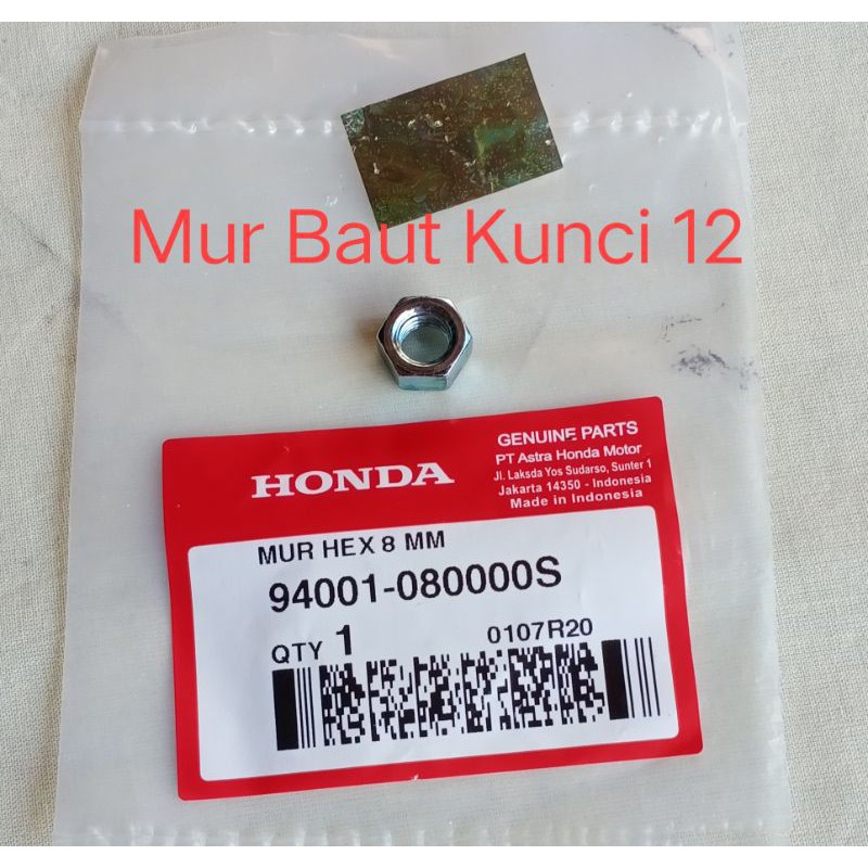 Mur 8mm Kunci 12 Motor Honda Ori AHM