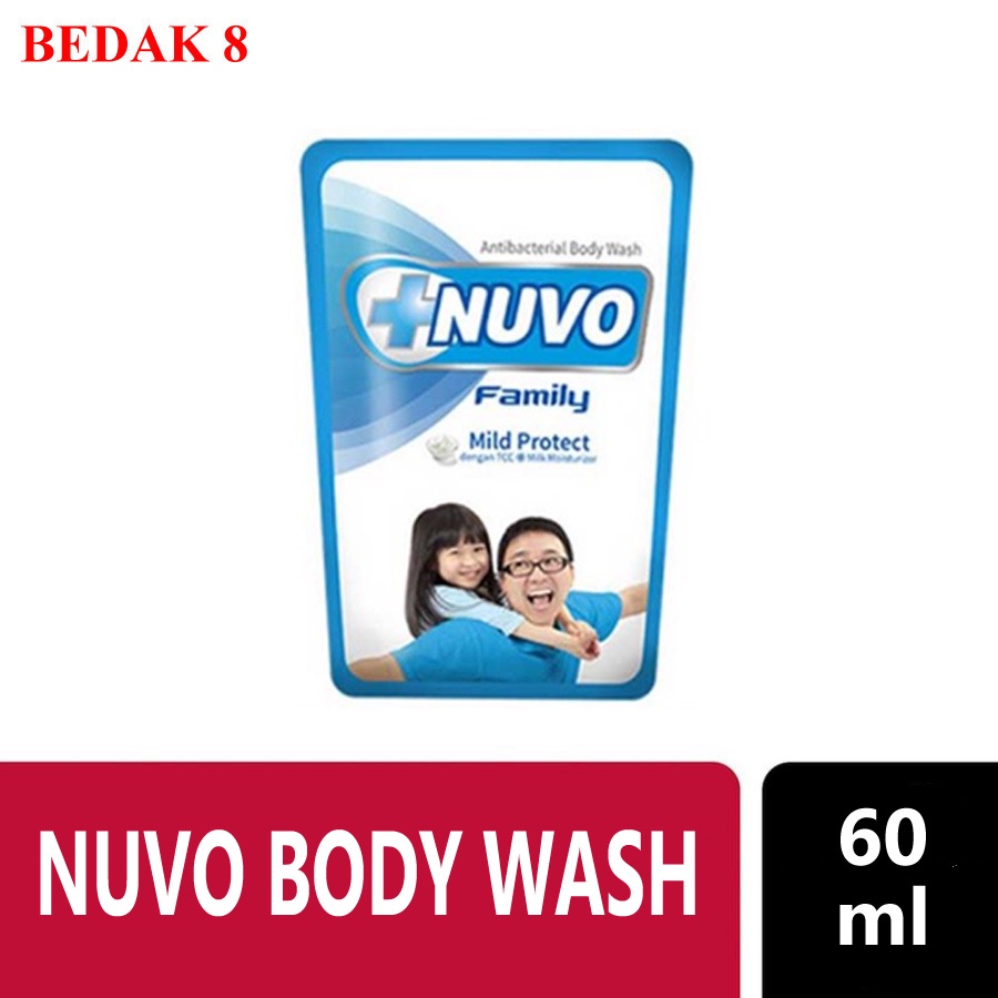 Nuvo Sabun Mandi Cair Anti Bakterial Pouch 60 ml/ Nuvo Body Wash Refil 60 ml