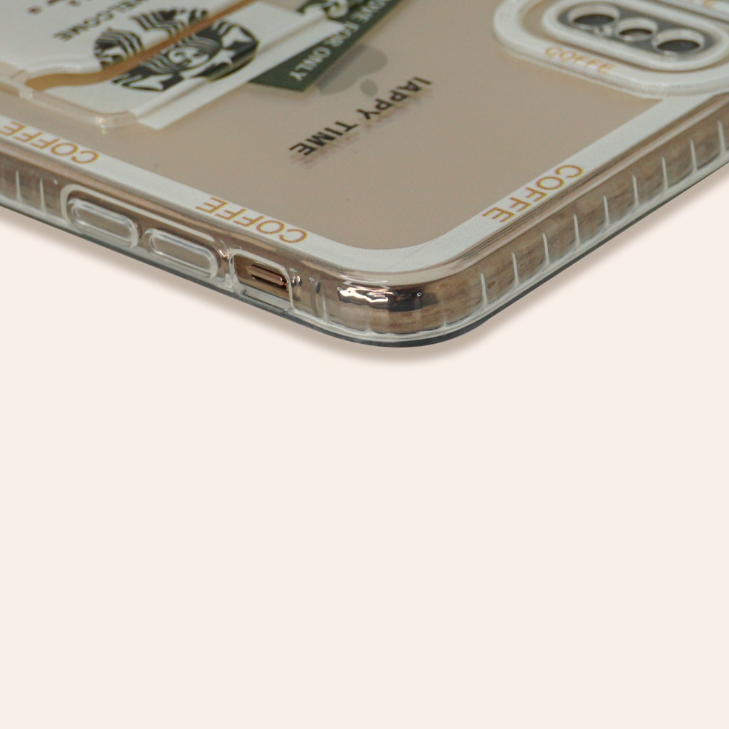 New Transparant Case Motif Card Slot Holder Soft Case Premium Full Lens Cover Iphone 13 6.1