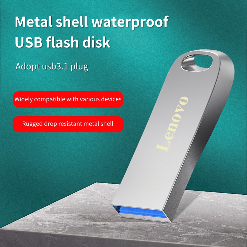 (Huluboy) Lenovo 1TB / 2TB Flash Disk USB Transfer Data High Speed Anti Air Bahan Metal Untuk PC