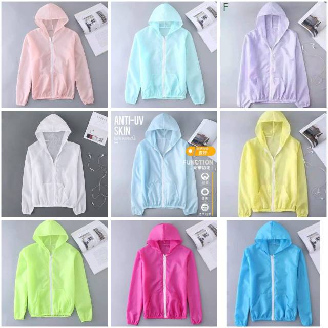 Jaket hoodie tipis korean style anti uv anti panas &amp; anti angin