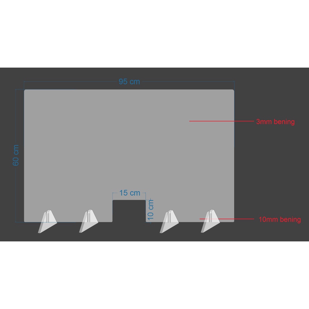 SEKAT MEJA AKRILIK/PEMBATAS MEJA ACRYLIC UK 95x60 cm