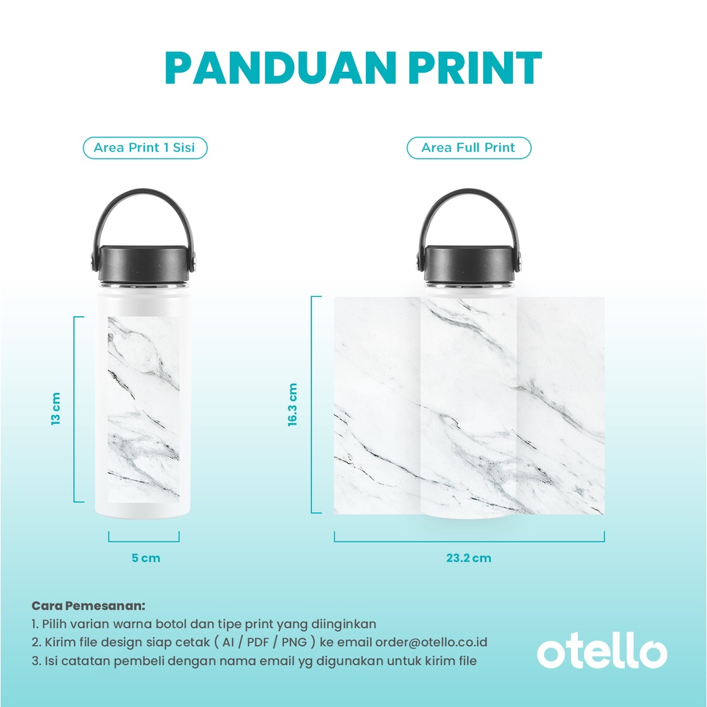 Custom Tumbler 500 ml Tarra Botol Minum BPA Free UV Print Otello Water Bottle Termos Tambler Tumblr Logo Stainless Steel