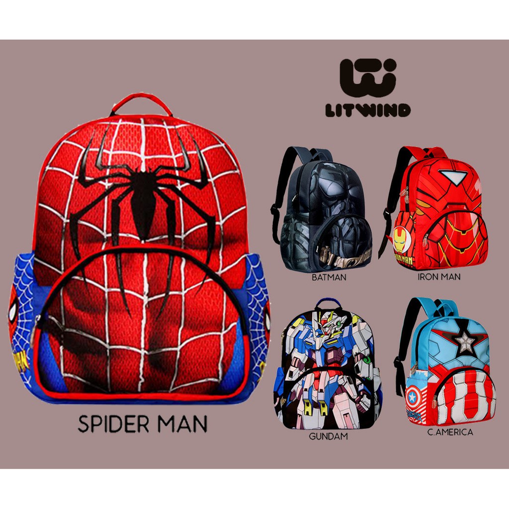  Tas  Sekolah Anak TK SD Terbaru Spiderman Iron Man Tas  