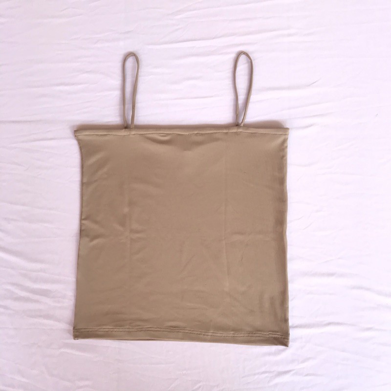 Tanktop Wanita Polos Square Tanktop Tali kecil-Sand