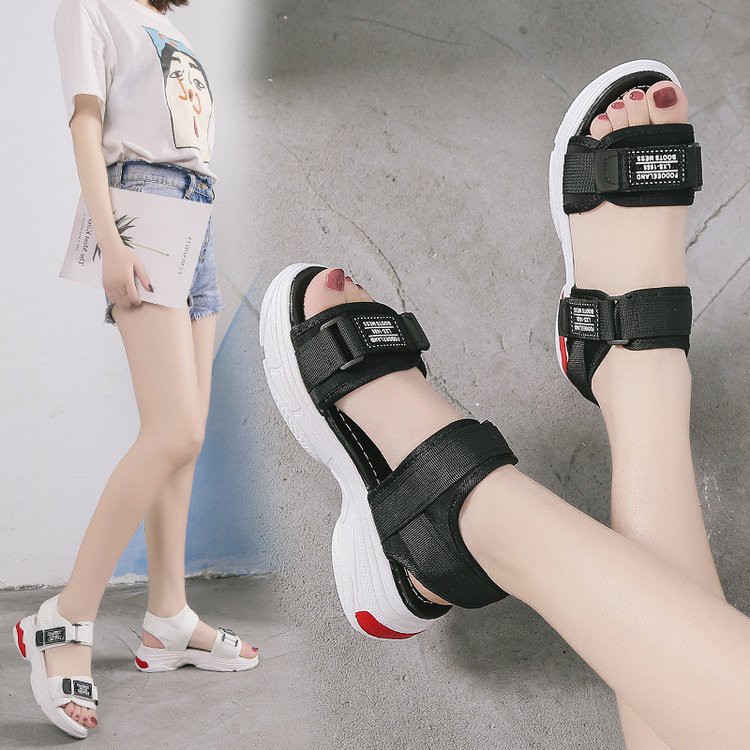 Sandal Jepit Wanita Import Shoes Cewek Sendal Santai Casual Perempuan outdoor Putih dan Hitam SD-014