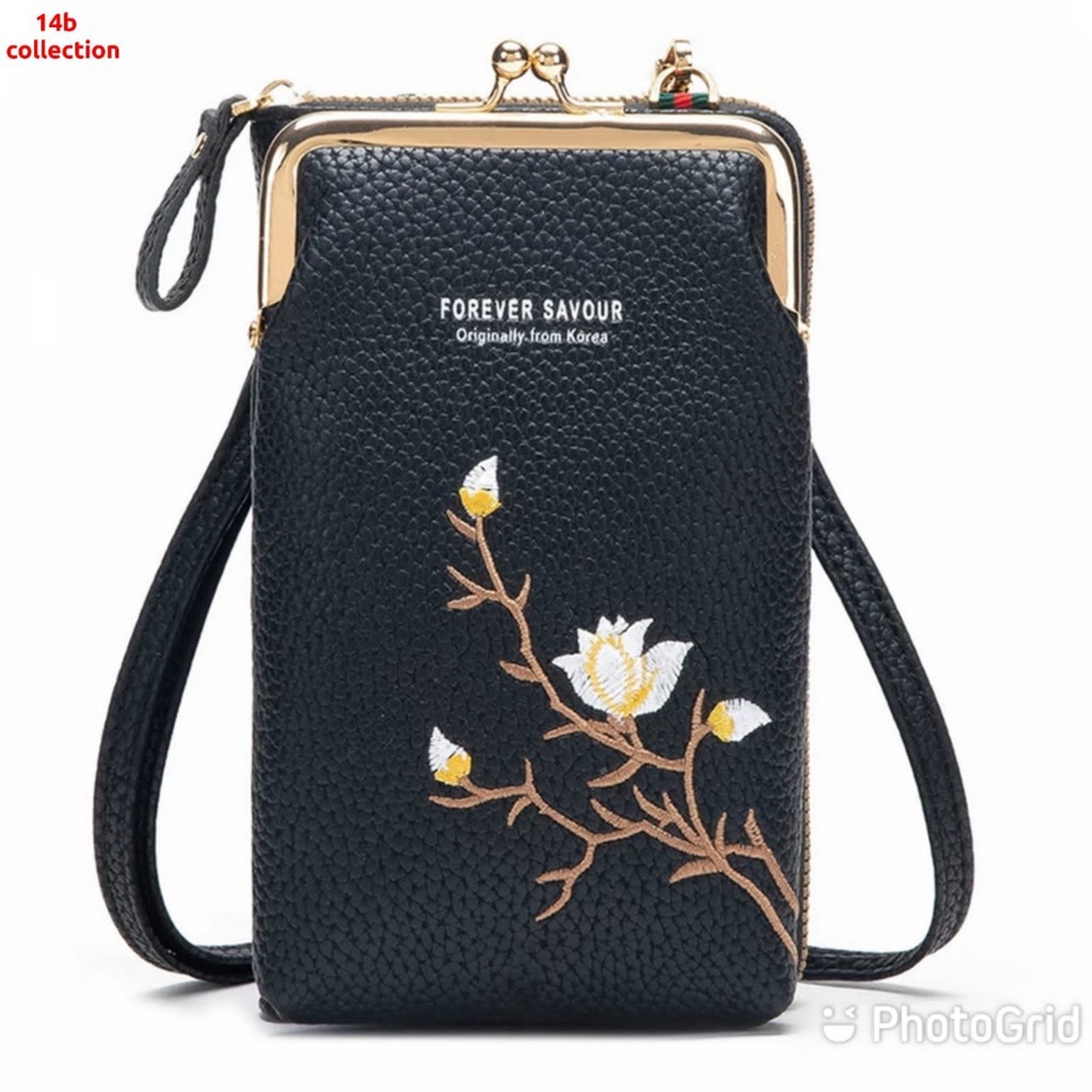 Tas selempang hp premium bunga bordir mewah Embroidery