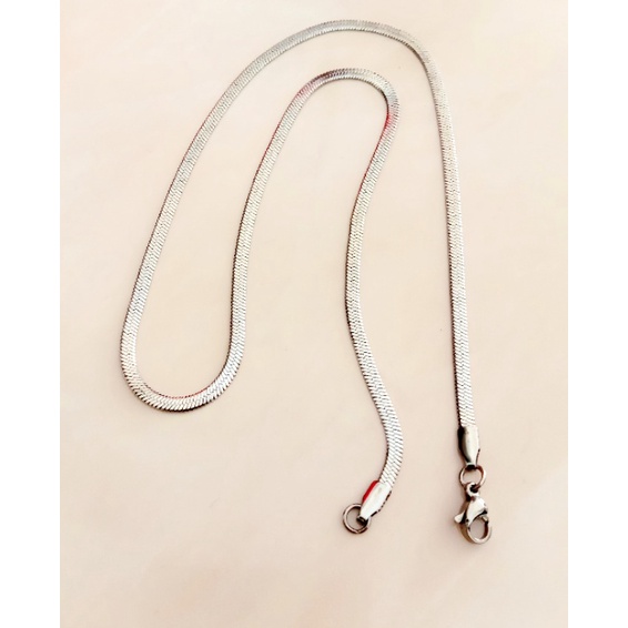 kalung pria-cowok titanium model ular pipih 3mm