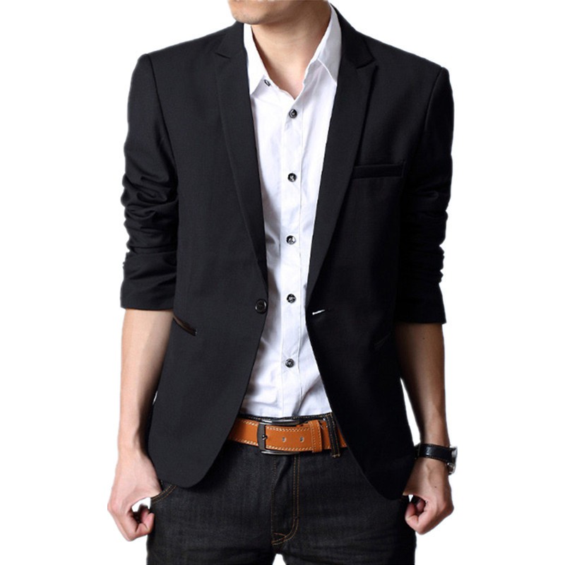 BLAZER SLIMFIT PRIA WARNA HITAM DAREL BLACKSTYLE SINGLE BUTTON ORIGINAL HIGH TWIST NIKAYU