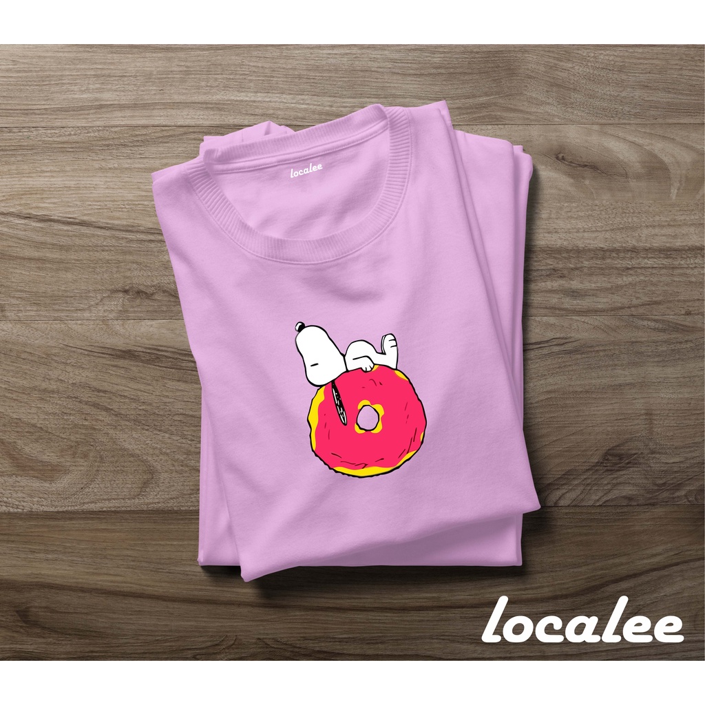 SNOOPY DONUT BABY PINK TSHIRT-KAOS SNOOPY UNISEX