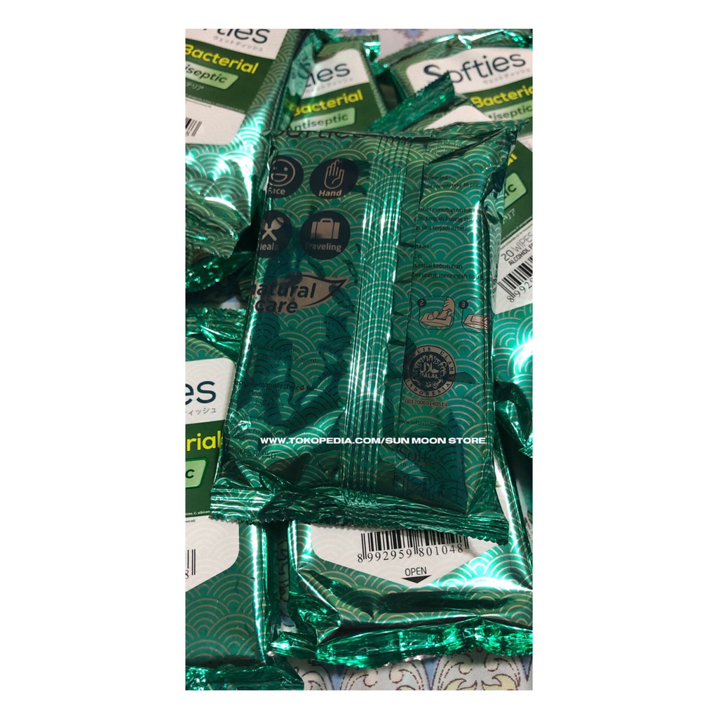 DISKON Tissue Basah Softies Antiseptic Wet Wipes Anti Bacterial - 20 lembar