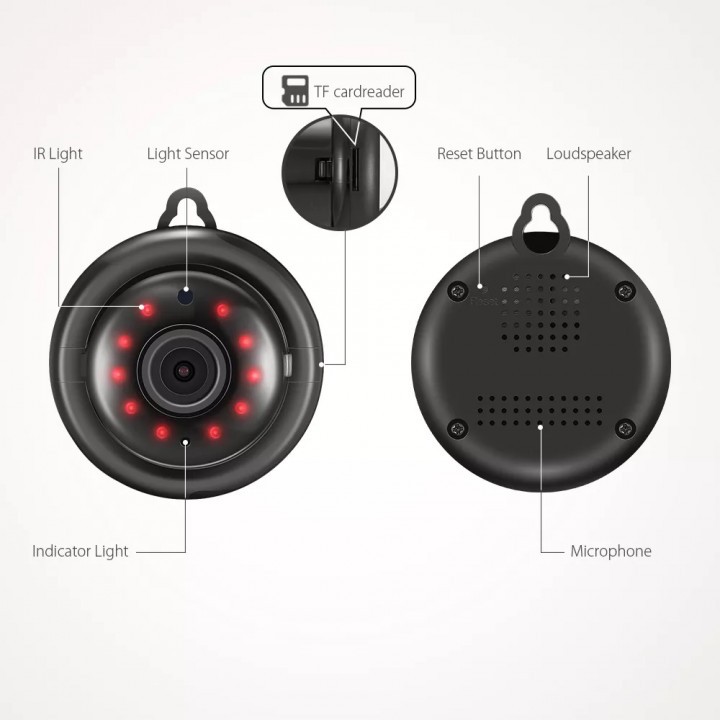 DG-MYQ - V380 720P Mini Smart WiFi Camera - 2.1mm Super Wide Lens