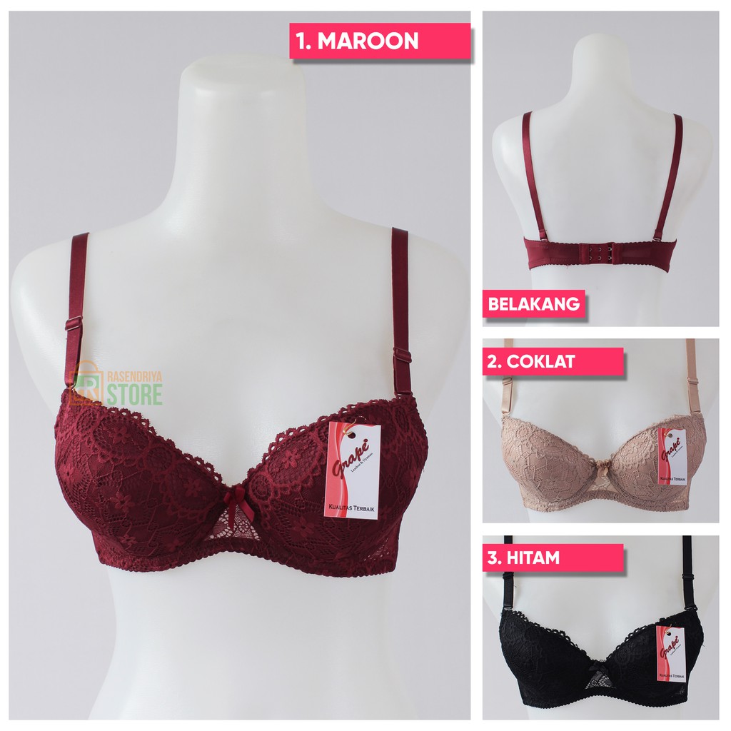 Cod Bra Grape Underwear Brukat Renda Exclusive Kawat Dengan Busa Bh Push Up Pushup Spm 0269 Shopee Indonesia