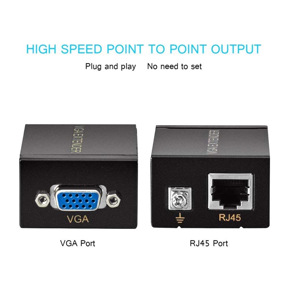 VGA Signal Extender 60M Single Ethernet Cable TX RX Konverter