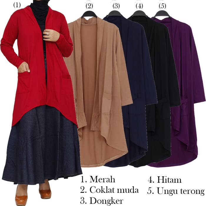 Long Cardi Cardigan Outer Cardigan Panjang Bahan Kaos Polos