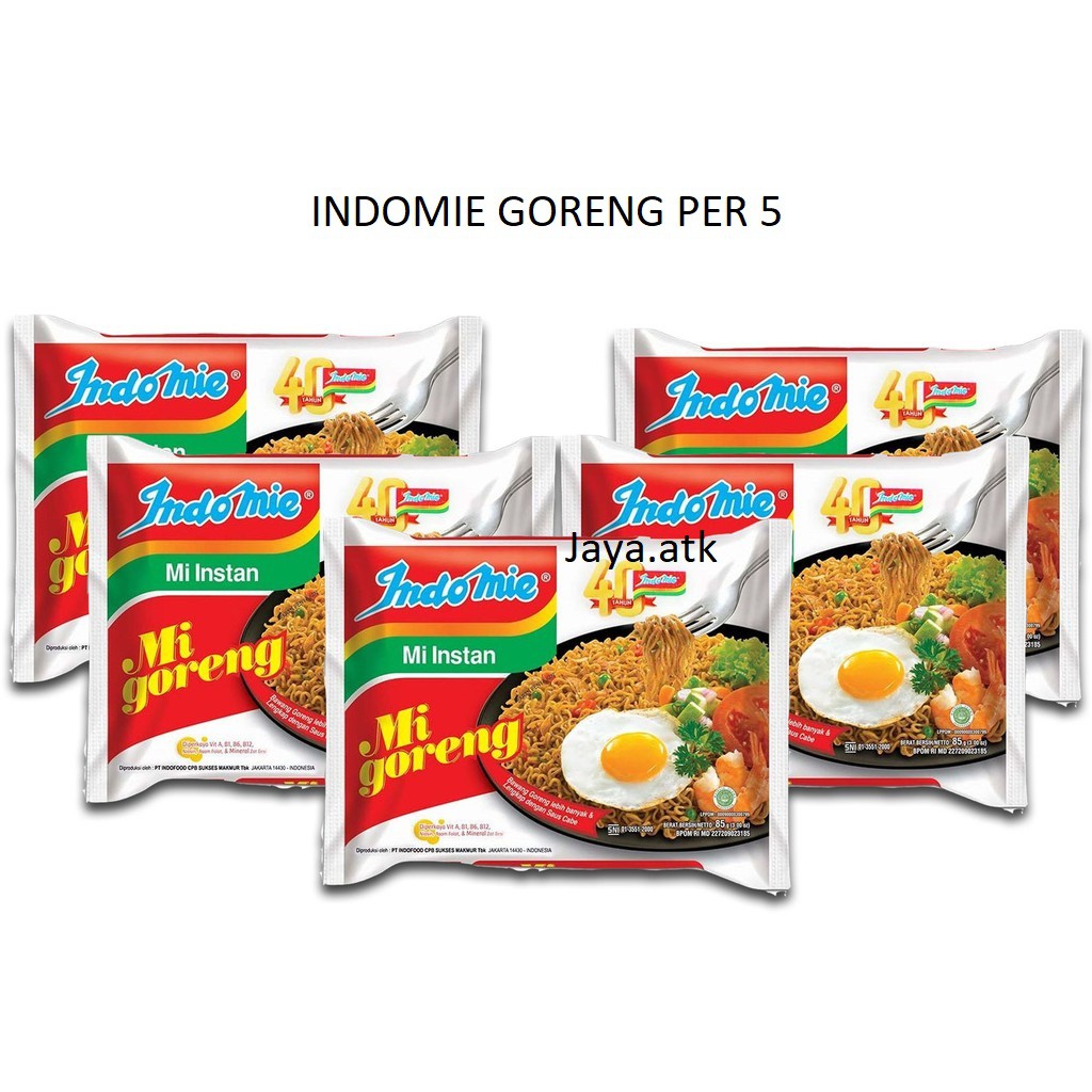 INDOMIE MIE GORENG 85 GRAM PER 5 BUNGKUS MIE GORENG INDOMIE