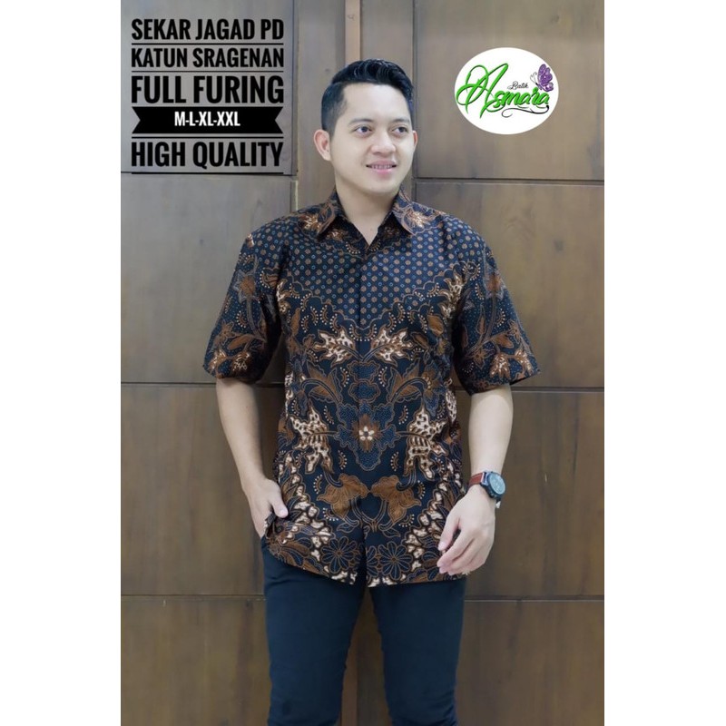 Kemeja Batik TERBARU Sekar Jagad Kemeja Batik Pria Eksklusif Lengan Pendek Full Furing Batik Solo