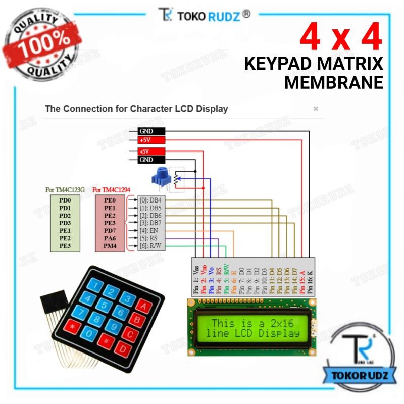 4x4 Keypad Membran Matrix Arduino Key Pad Membrane 4 x 4