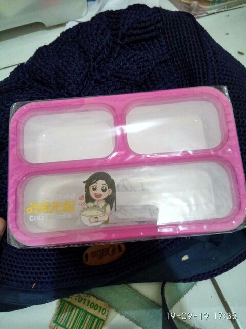 Kotak Makan / Lunch Box/ Ompreng / Tepak / Food Box Yooyee Jinbao Kecil 3 Sekat Grid 606 Yooyee
