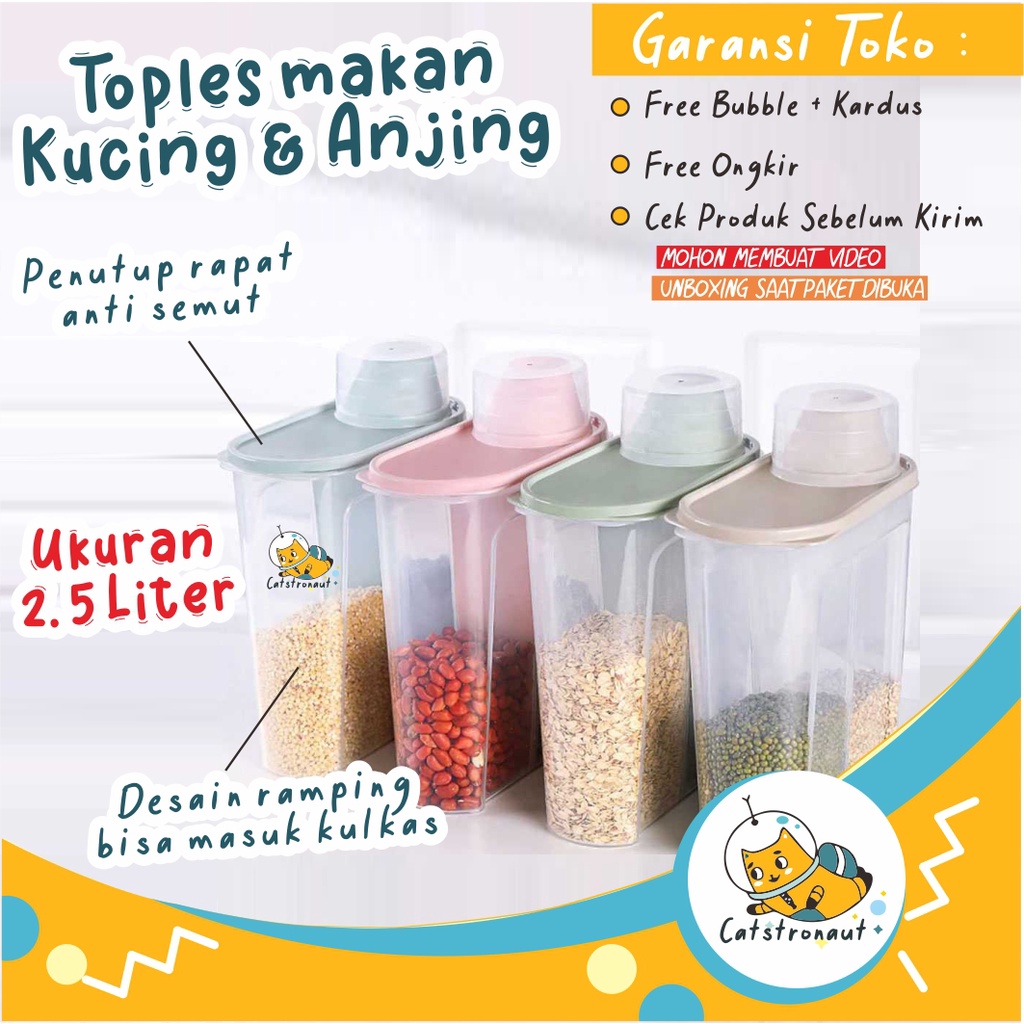 Jual Toples Tempat Makanan Kering Kucing Anjing Topless Plastik Wadah Makan Dry Food Hewan