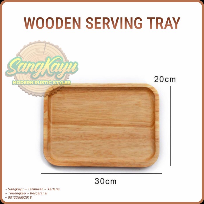 Nampan saji kayu piring kayu nampan saji wood serving tray plate baki - KAYU MAHONI